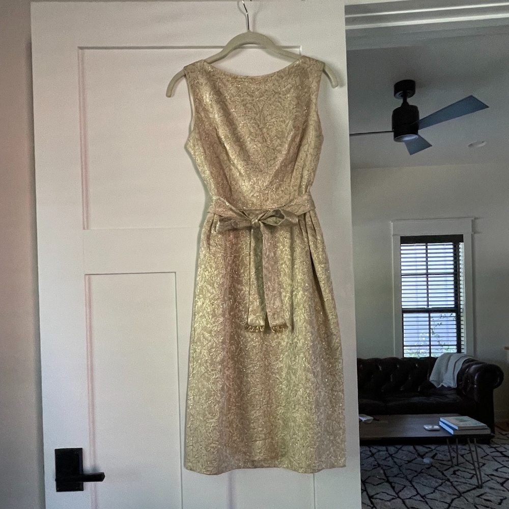 Vintage Gold 1950s Cocktail Dress XS
